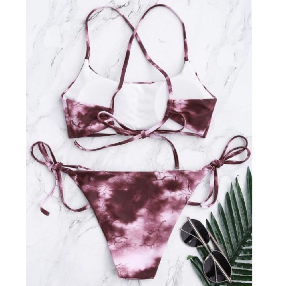 Maroon tie dye bikini set - Picture 2 of 2